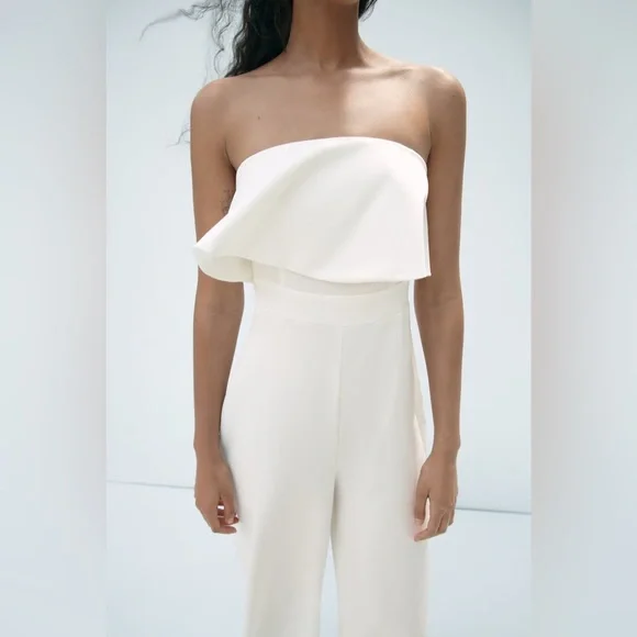 NWT ZARA STRAIGHT NECK CAPE JUMPSUIT - Picture 4 of 8